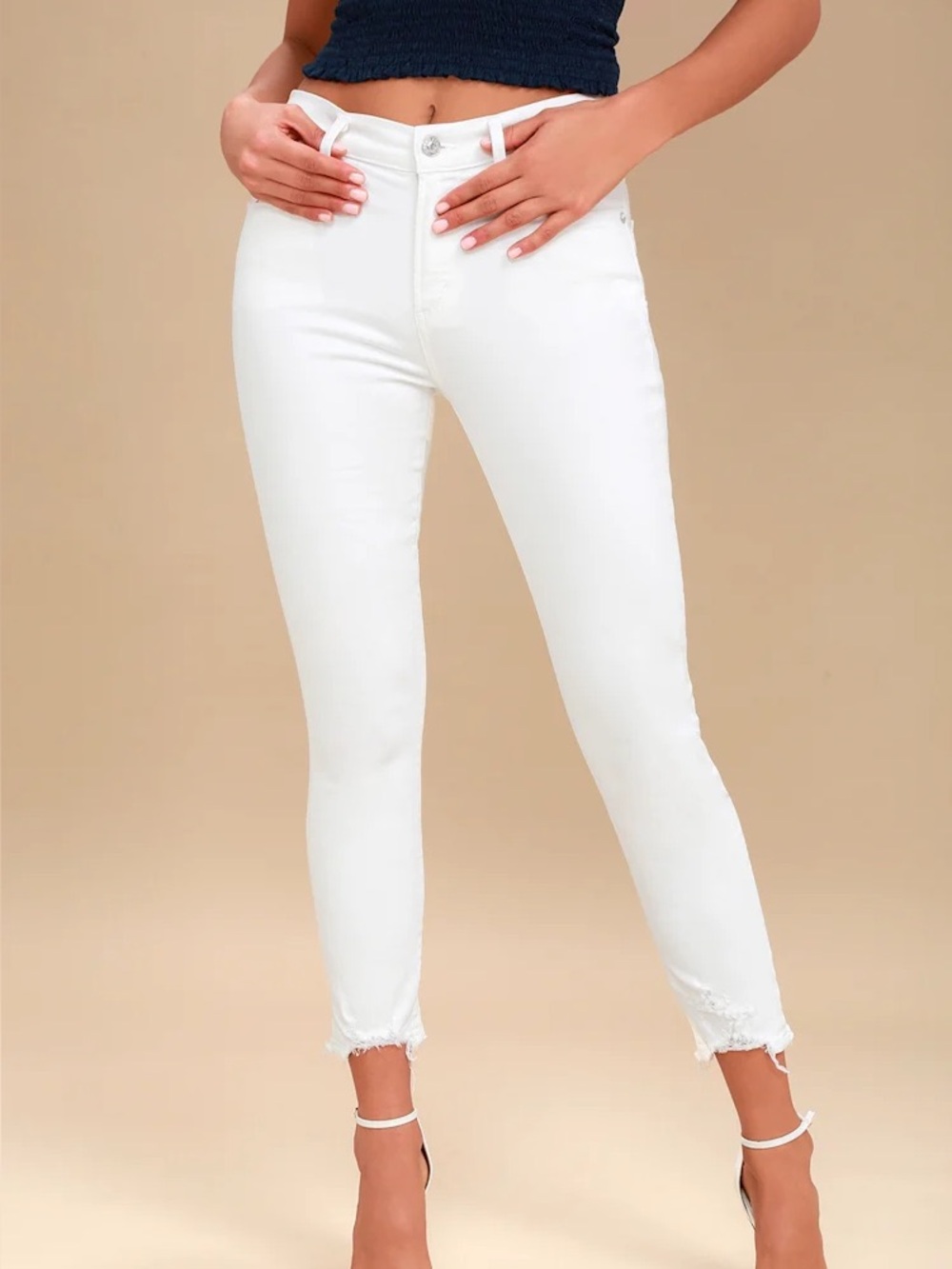 Agolde Sophie White High Rise Cropped Skinny Jeans